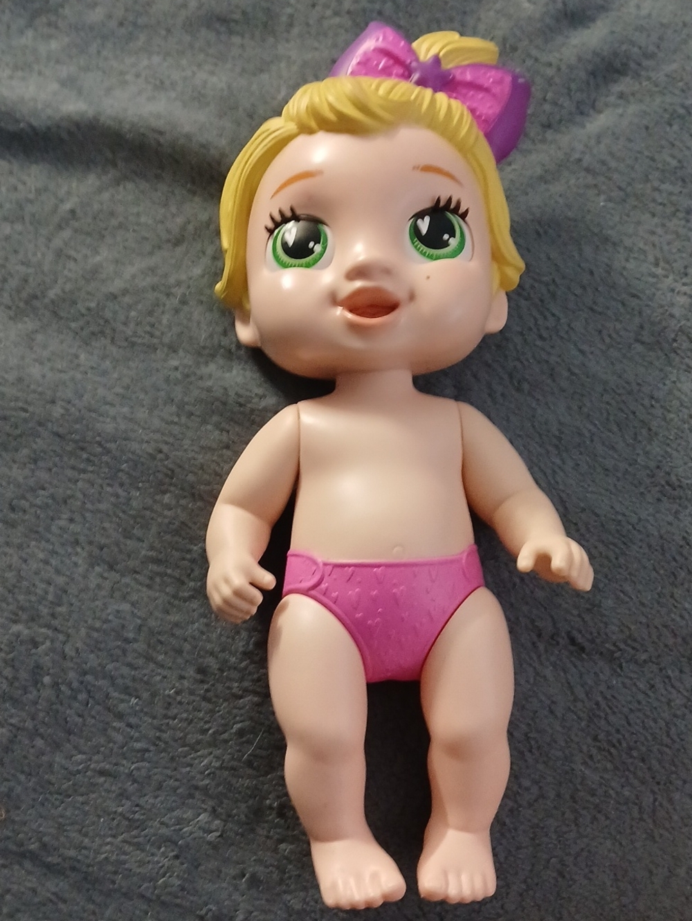 Pink-Bow Baby Doll with Green Eyes - Kids Toys